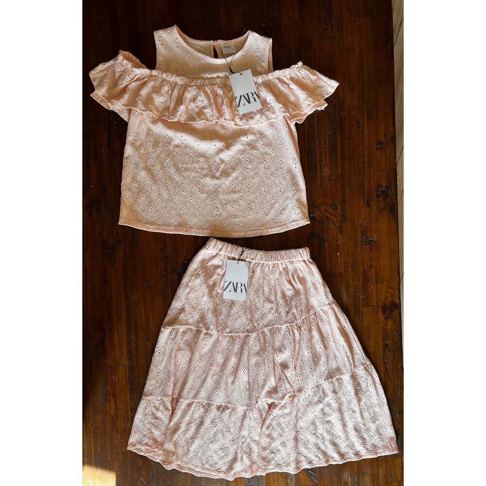 NWT ZARA Embroidered Tiered Skirt and Top Girls Size 13-14